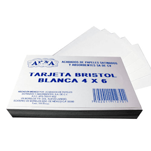 TARJETA BRISTOL APSA 4X6 BLANCA PAQ/100