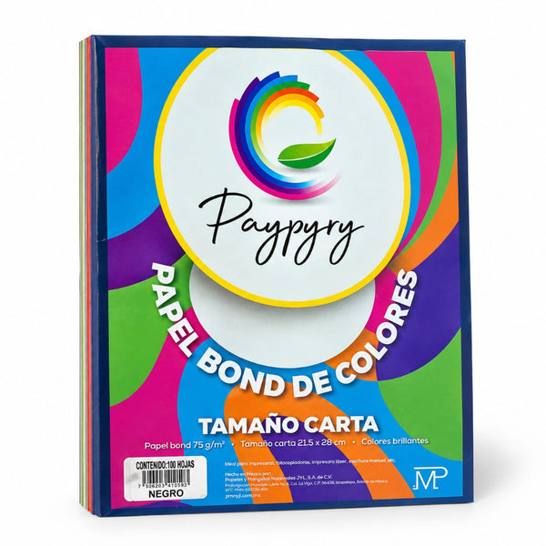 HOJA DE COLOR PAYPYRY CARTA H267 PAQ/100 NEGRO