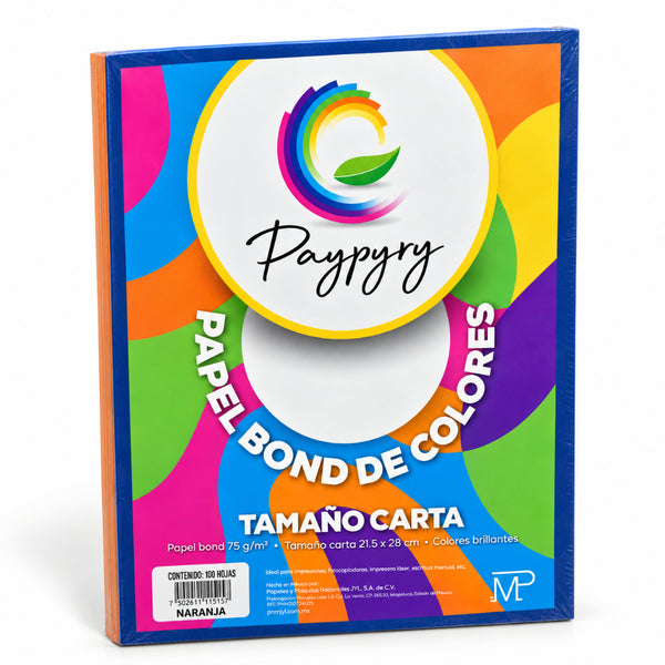 HOJA DE COLOR PAYPYRY H278 CARTA PAQ/100 NARANJA