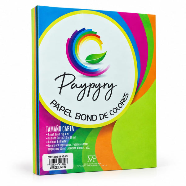 HOJA DE COLOR PAYPYRY H281 CARTA PAQ/100 VERDE LIMON