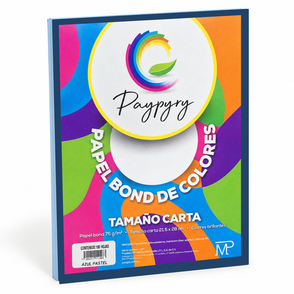 HOJA DE COLOR PAYPYRY CARTA PAQ/100 AZUL CIELO