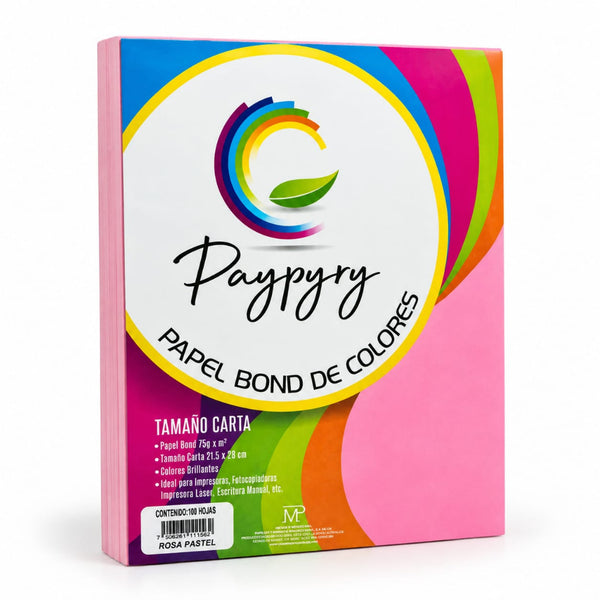 HOJA DE COLOR PAYPYRY CARTA PAQ/100 ROSA PASTEL