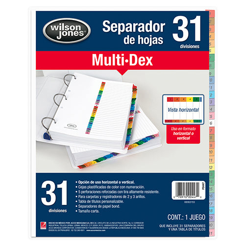 SEPARADOR ACCO P0447 MULTIDEX COMPLETE 1-31