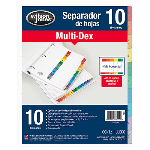 SEPARADOR ACCO P0444 MULTIDEX COMPLETE C/10 DIV