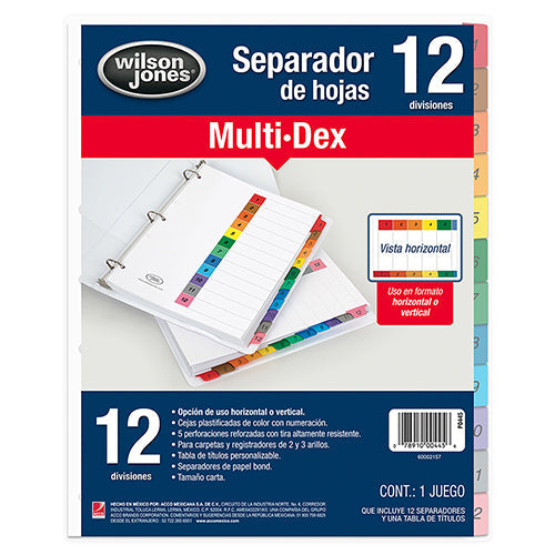 SEPARADOR ACCO P0445 MULTIDEX COMPLETE 12 DIV