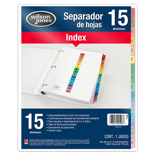 SEPARADOR WILSON JONES 15 DIVISIONES P1365