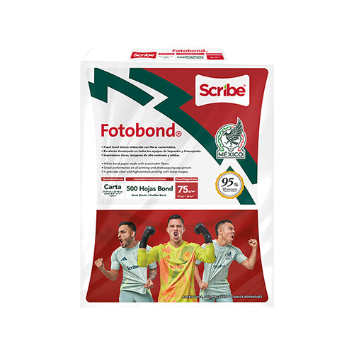 Papel Bond Carta Scribe 75 G Fotobond 500 Hojas Blancura 95%