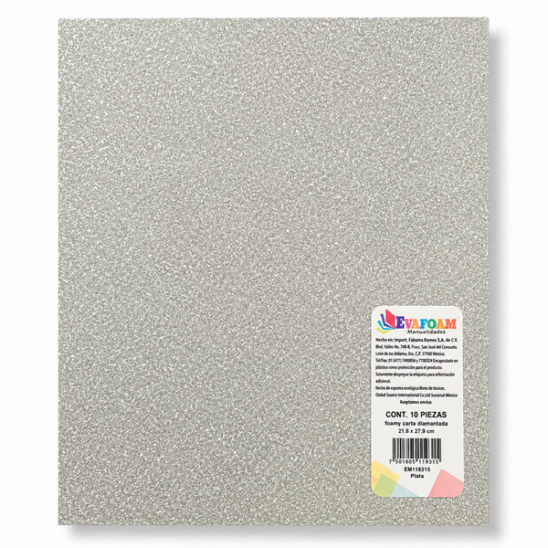 FOAMY EVAFOAM CARTA DIAMANTADO PLATA EM111012