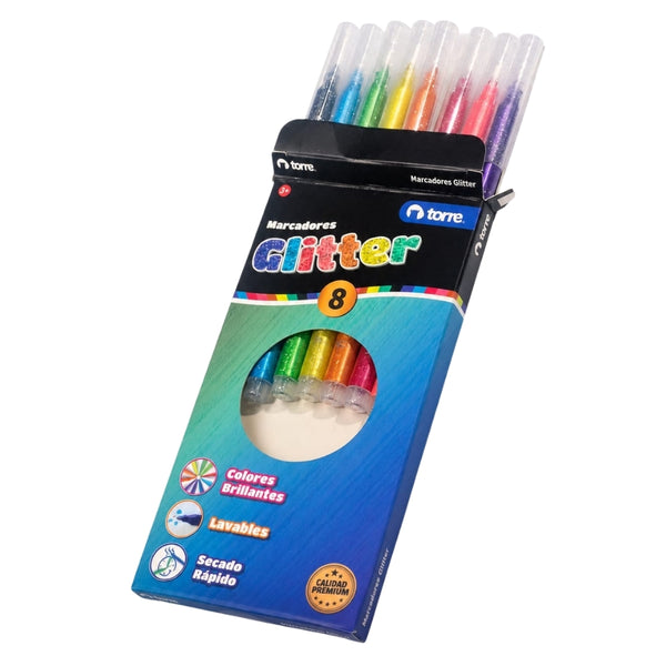 PLUMONES GLITTER 8 COL MOD. 30162