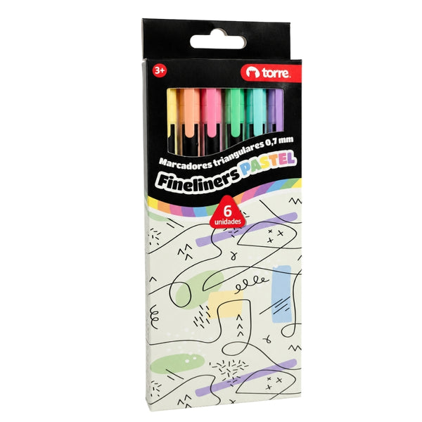 PLUMONES SET FINELINER 6 COLORES PASTELES MOD. 32849