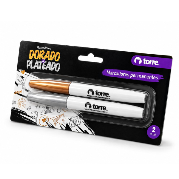MARCADORES PERM. BLISTER DORADO/PLATEADO MOD. 30654