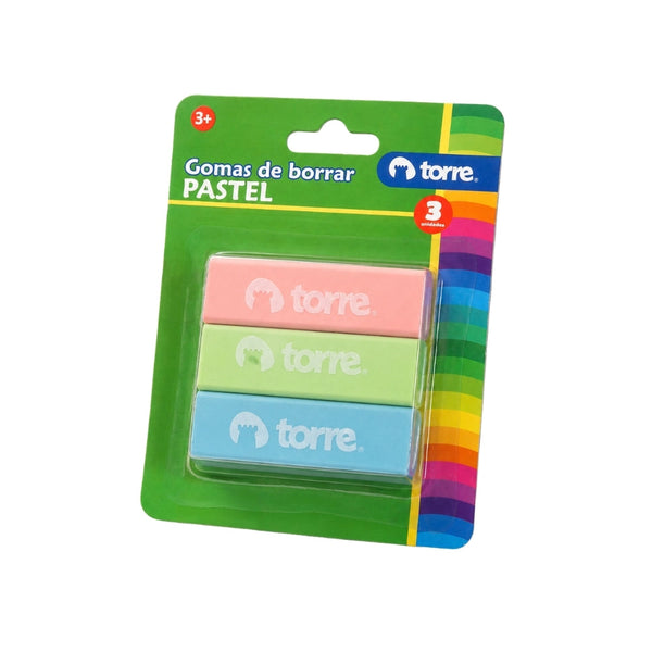 SET GOMAS BLISTER COL PASTEL 3 UNI MOD. 33030