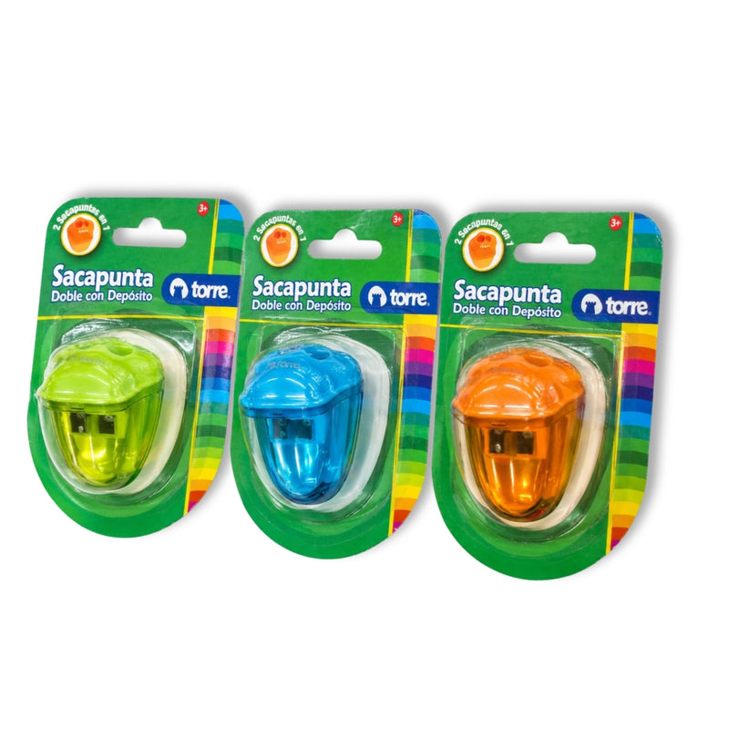 SACAPUNTAS BLISTER DOBLE C/DEP ESTR 1U SURT MOD. 28673