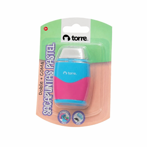 SACAPUNTAS BLISTER DOBLE +GOMA PASTEL MOD. 36394