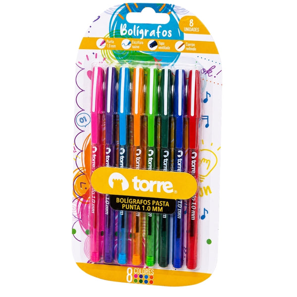 SET 8 BOLIGRAFOS BLISTER 1,0 MM COLOR FUN MOD. 32813