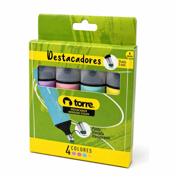 RESALTADOR PLANO WINDOW VISION PASTEL BL. 4 UNI MOD. 35409