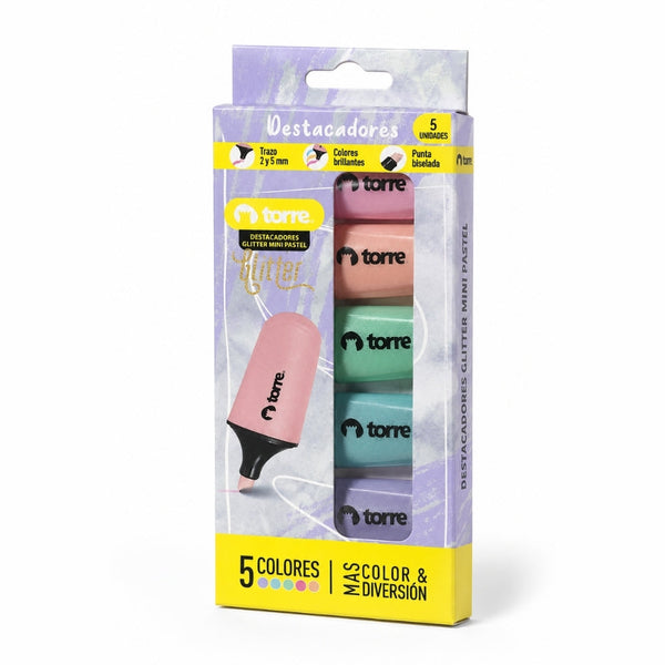 RESALTADOR MINI PASTEL GLITTER BL. MOD. 33930