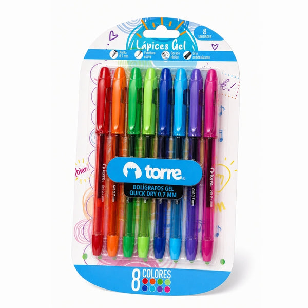 BOLIGRAFO GEL BLISTER 8 QUICK DRY 07 COLOR FUN MOD. 32815