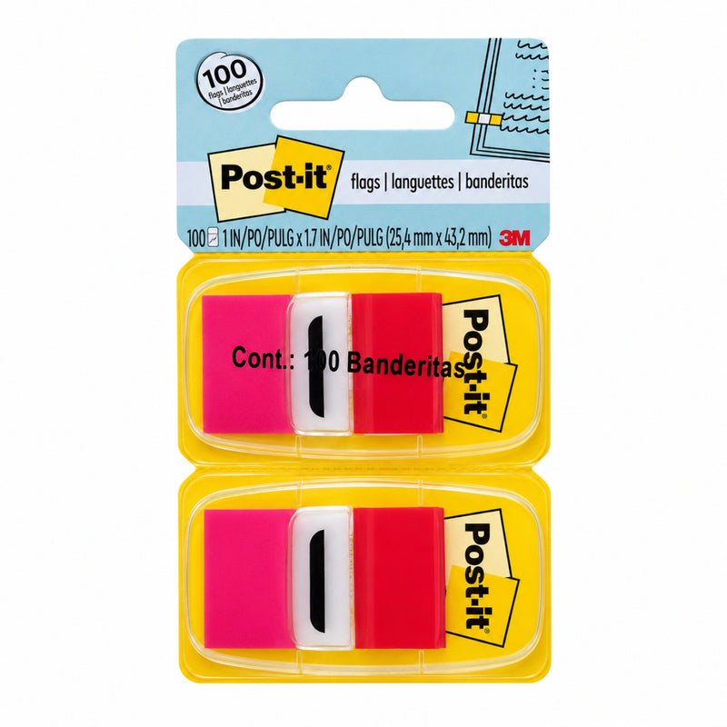 BANDERITAS 3M 680-RD2 ROJO 2PK C/100 PIEZAS