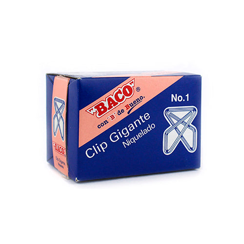 Clips Gigantes Baco Niquelados No. 1 Para Oficina