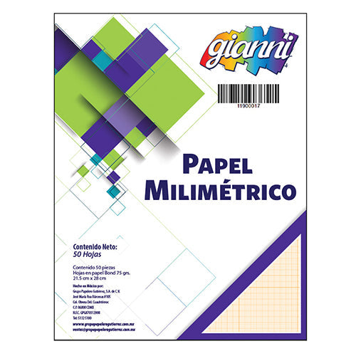 Block Milimetrado Gianni De Carta Para Dibujo 50 Hojas 75 G