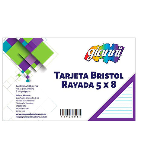 TARJETA GIANNI 5X8 BLANCA C/100