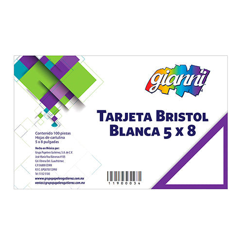 TARJETA GIANNI 5X8 RAYA C/100