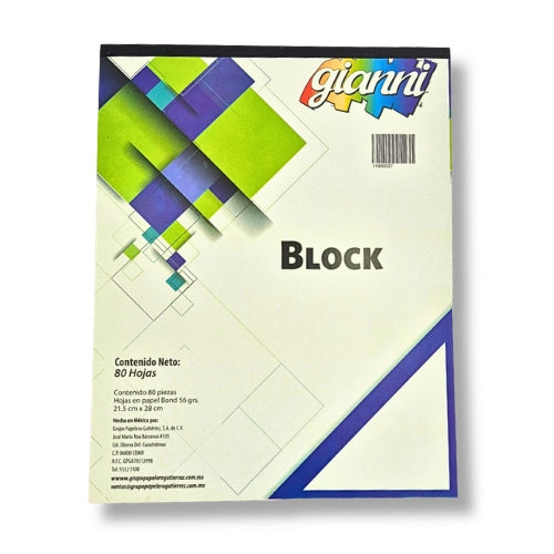 BLOCK GIANNI CARTA 80H BLANCO