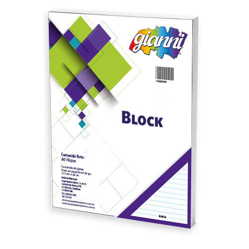 Block Escolar Gianni Rayado De 80 Hojas