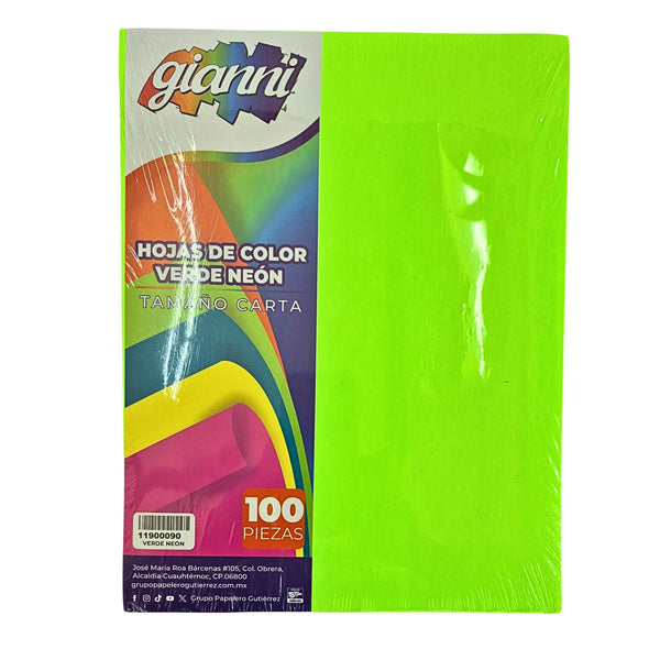 HOJA DE COLON VERDE NEON CARTA PAQ/100 GIANNI