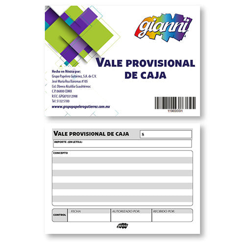 BLOCK VALE PROVISIONAL DE CAJA