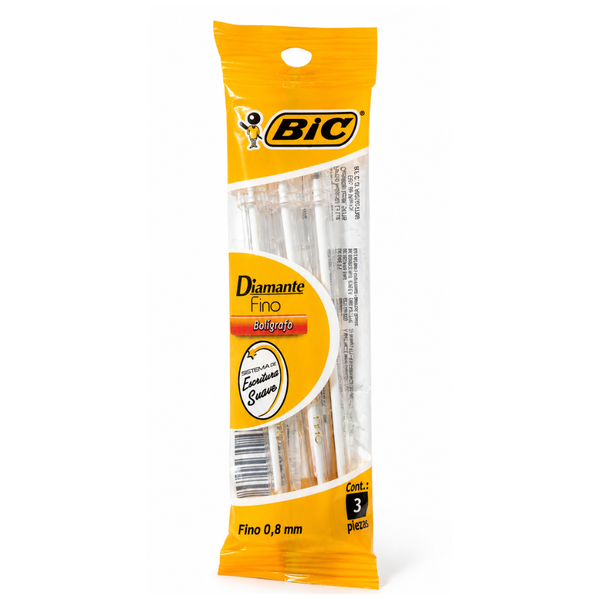 BOLIGRAFO BIC DIAMANTE FINO NEGRO  BOLSA C/3  515774