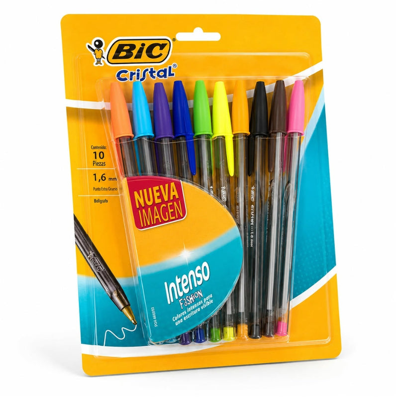 BOLIGRAFO BIC CRISTAL FASHION 1.6 MM SURT BLISTER C/10 946849/963516