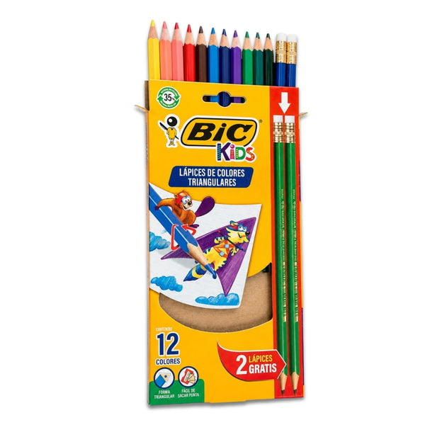 COLORES BIC TRIANGULAR C/12 + 2 LAPICES 11982/943469
