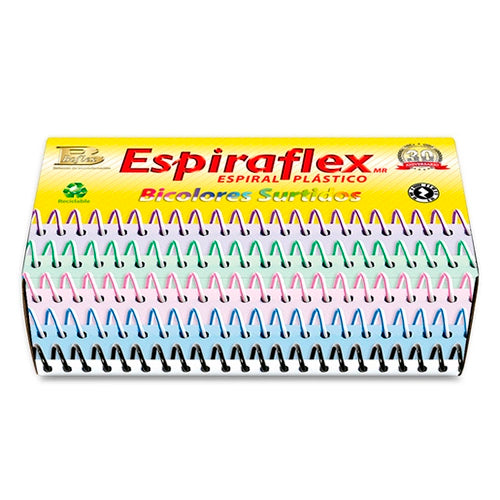 Espiral Plástico Para Encuadernar 10 Mm Colores Surtidos Caja Con 100 Unidades