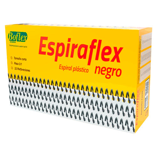 Espiraflex Negro 8 Mm Paso 1/4 Para Encuadernación De Oficina