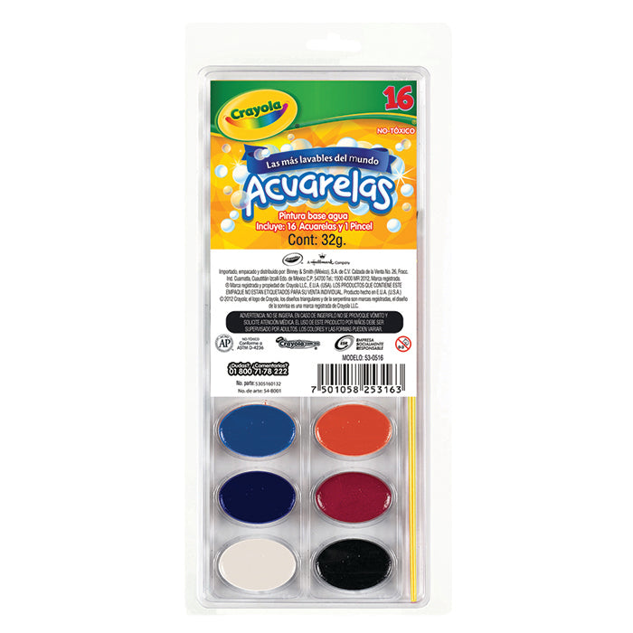 ACUARELA CRAYOLA 16 COLORES 53-0516