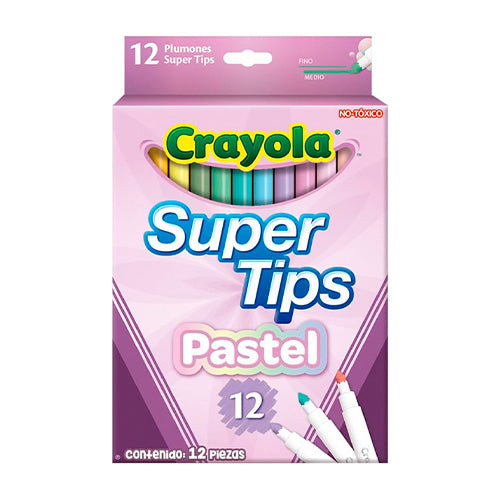 Plumones Delgados Supertips Colores Pastel Caja Con 12 Piezas