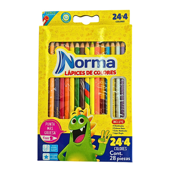 COLORES NORMA PLUS C/24 + 4 C/SACAPUNTAS 81749