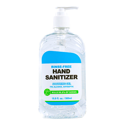 GEL ANTIBACTERIAL RINSE FREE C/DISP TRANSP/AZUL/MORADO 500ML MOD. HA-500