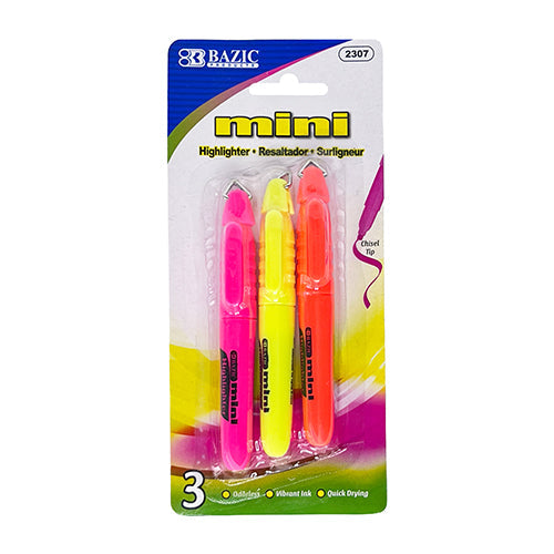 MARCATEXTOS MINI FLUORECENTE BAZIC C/3 PZAS MOD. 2307