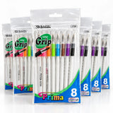 PLUMAS GRIP DE COLORES 8 PZAS BAZIC. MOD. 1739