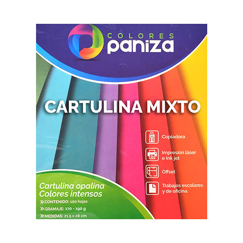 Papel Opalina Mixto Intensos 190 G Paquete 100 Hojas
