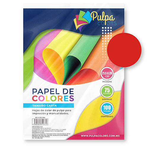 Papel Color Rojo Intenso Tamaño Carta Paquete Con 100 Hojas
