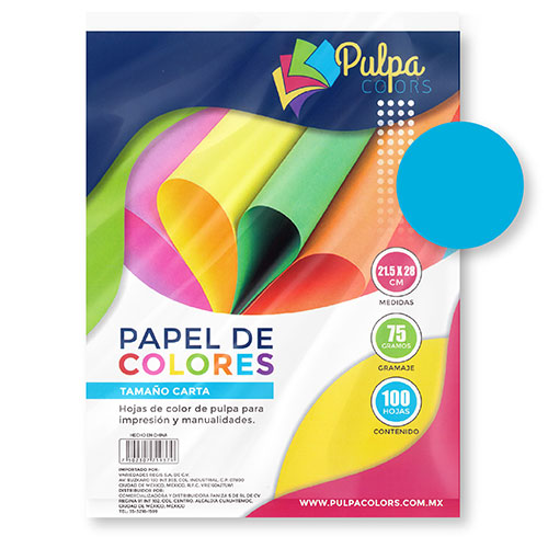 Papel Tamaño Carta Color Turquesa Paquete Con 100 Hojas
