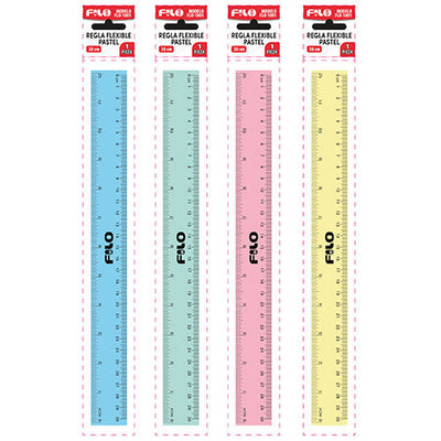 Regla Flexible Escolar Pastel 30 Cm Plástico Con Escala Cm Y Pulgadas