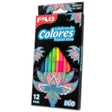 COLORES  FILO TONOS PASTEL DUO C/12  MOD.FLO-3001 CAJA DE CARTON MINA 4 MM