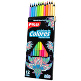 COLORES  FILO TONOS PASTEL DUO C/12  MOD.FLO-3001 CAJA DE CARTON MINA 4 MM