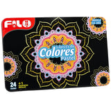COLORES  FILO TONOS PASTEL C/24 + SACAP METAL FLO-3003 CAJA METALICA MINA 2.9 MM