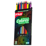 COLORES  FILO TONOS METALICOS/NEON DUO C/12 FLO-3006 CAJA DE CARTON MINA 4MM